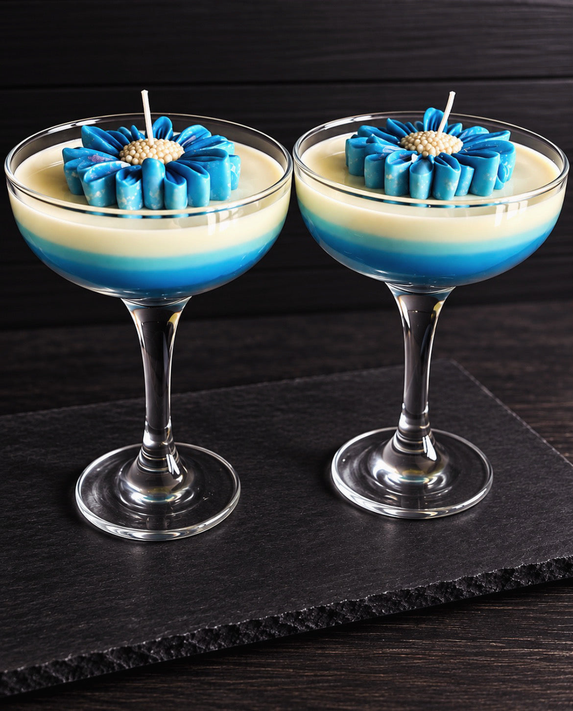 Blue lagoon cocktail candle
